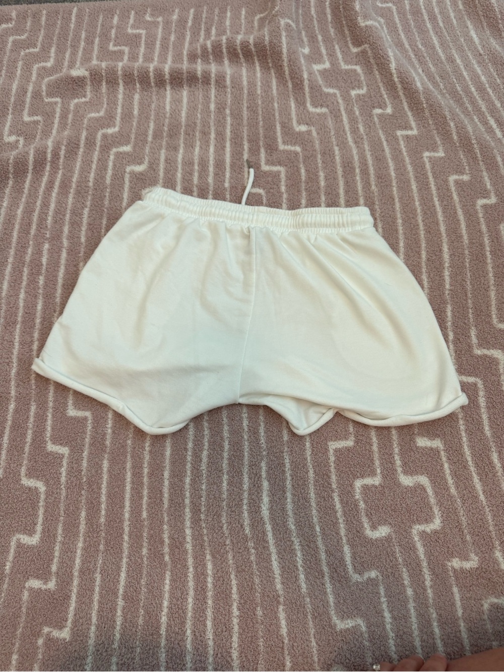 White High-Waisted Fleece Sweat Shorts Lounge Shorts - Picture 5 of 5
